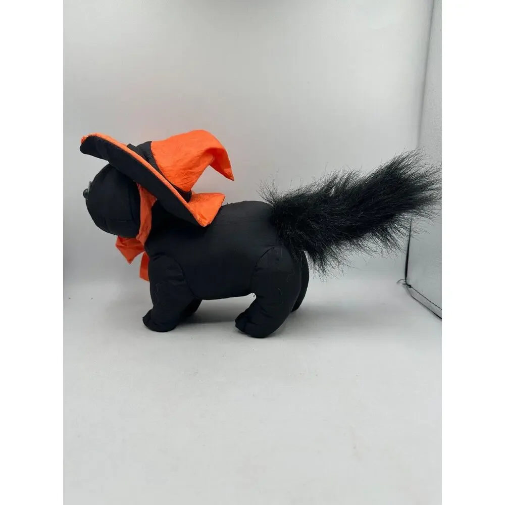 Vtg Halloween Black Cat Puffy Nylon Stuffed Plush 1993 International Silver READ
